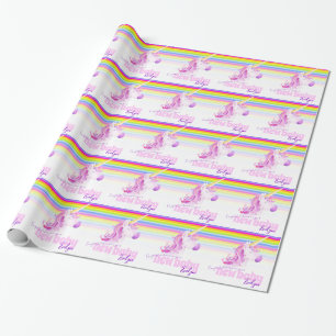 Unicorn rainbow personalised new baby paper wrap
