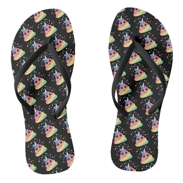 Unicorn Rainbow Poop Emoji Jandals (Footbed)