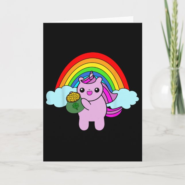 Unicorn Rainbow Pot Of Gold St. Patricks Day Costu Card (Front)