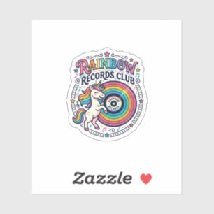 Unicorn Rainbow Records Club White Background Cute