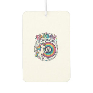 Unicorn Rainbow Records Club White Background Cute Car Air Freshener
