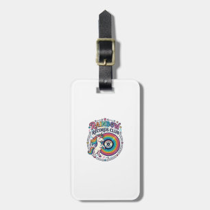 Unicorn Rainbow Records Club White Background Cute Luggage Tag