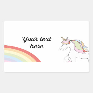 Unicorn rainbow rectangular sticker