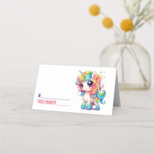 Unicorn Rainbow Seating Folded Place Card