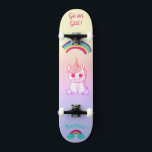 Unicorn rainbow Skateboard<br><div class="desc">Unicorn on skateboard with personalised captions Unicorn Personalised Skateboard CLICK on PERSONALIZE TEMPLATE OPTION AND ENTER the NAME. you can also custom other caption. Cool skateboard designed with vivid colours and for the background and a funky unicorn riding a skateboard. This Skateboard makes a great gift idea for a unicorn...</div>
