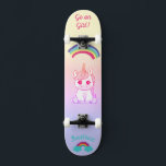 Unicorn rainbow Skateboard<br><div class="desc">Unicorn on skateboard with personalised captions Unicorn Personalised Skateboard CLICK on PERSONALIZE TEMPLATE OPTION AND ENTER the NAME. you can also custom other caption. Cool skateboard designed with vivid colours and for the background and a funky unicorn riding a skateboard. This Skateboard makes a great gift idea for a unicorn...</div>