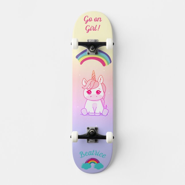 Unicorn rainbow Skateboard (Front)