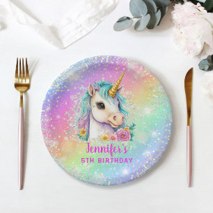 Unicorn Rainbow Sparkle Birthday Paper Plate