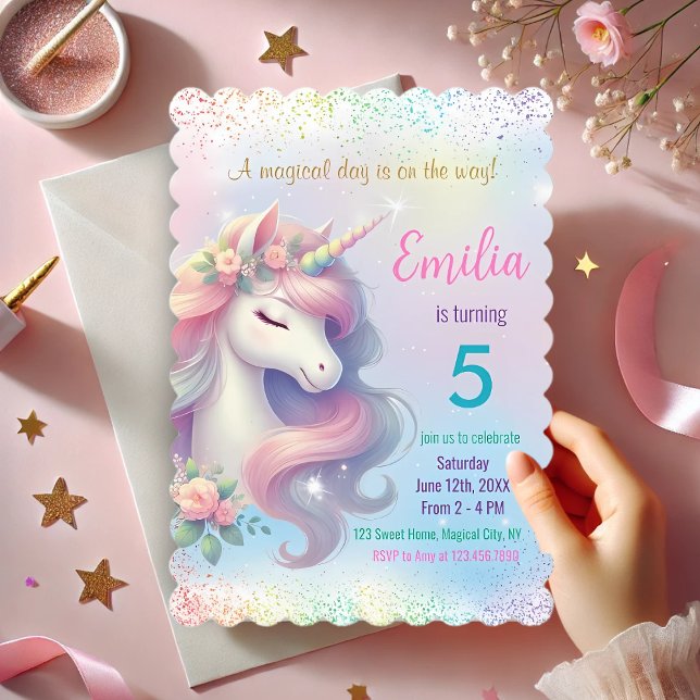 Unicorn Rainbow Sparkles Birthday Invitation (Creator Uploaded)