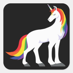 unicorn   Rainbow Square Sticker