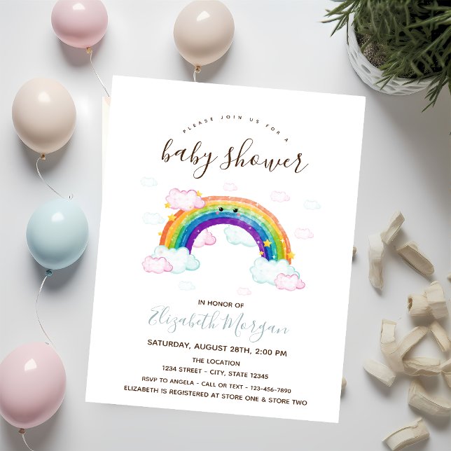 Unicorn Rainbow Stripes Baby Shower Invitation (Creator Uploaded)