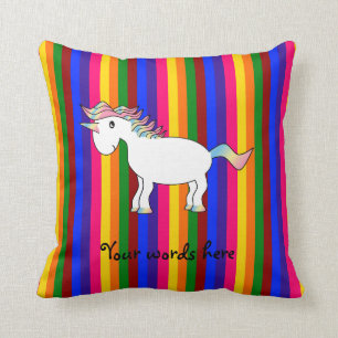 Unicorn rainbow stripes cushion
