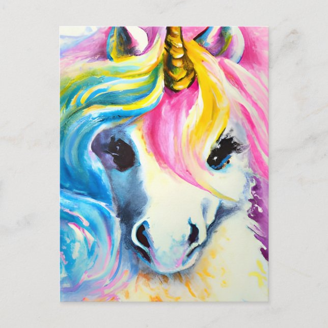 Unicorn Rainbow Watercolor  Postcard (Front)