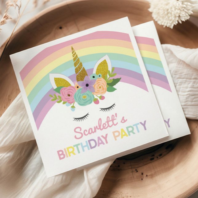 Unicorn Rainbows Birthday Party Napkin (Creator Uploaded)