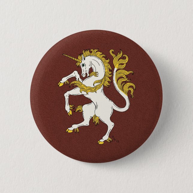Unicorn Rampant 6 Cm Round Badge (Front)
