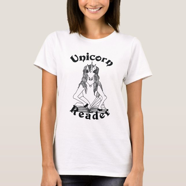 Unicorn Reader Basic Women's Tee - Black Logo (Front)