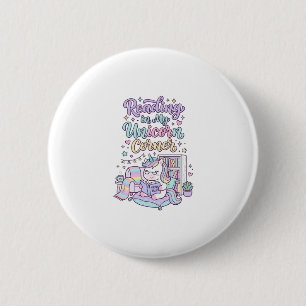 Unicorn Reading in My Unicorn Corner Cute Pastel T 6 Cm Round Badge