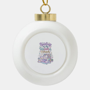 Unicorn Reading in My Unicorn Corner Cute Pastel T Ceramic Ball Christmas Ornament