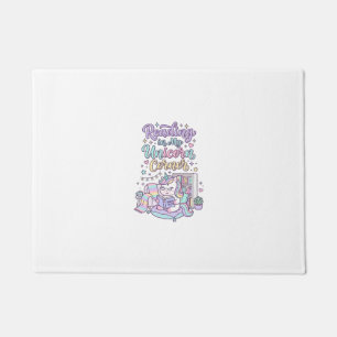 Unicorn Reading in My Unicorn Corner Cute Pastel T Doormat