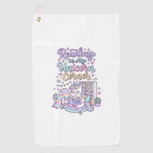 Unicorn Reading in My Unicorn Corner Cute Pastel T Golf Towel
