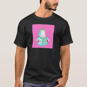 Unicorn Reading Magic Tricks Book Cute Humour Pin T-Shirt