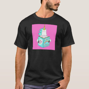 Unicorn Reading Magic Tricks Book Cute Humour Pin T-Shirt