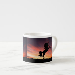 Unicorn Rearing in a Gorgeous Sunset Espresso Cup