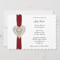Unicorn Red Lace Bridal Shower Invitation