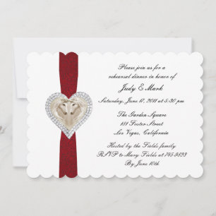 Unicorn Red Lace Rehearsal Dinner Invitation