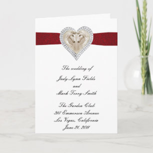 Unicorn Red Lace Wedding Program Card