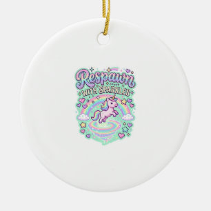 Unicorn Respawn with Sparkles Premium Vector Stick Ceramic Tree Decoration