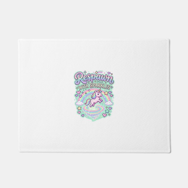 Unicorn Respawn with Sparkles Premium Vector Stick Doormat (Front)