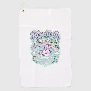 Unicorn Respawn with Sparkles Premium Vector Stick Golf Towel