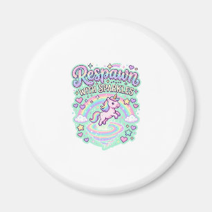 Unicorn Respawn with Sparkles Premium Vector Stick Magnet