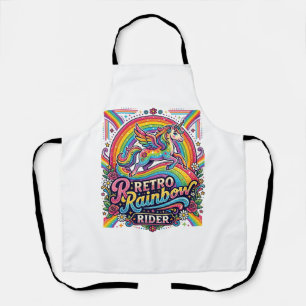 Unicorn Retro Rainbow Rider Apron