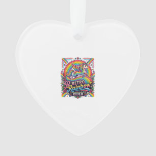 Unicorn Retro Rainbow Rider Ornament