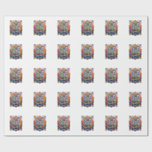Unicorn Retro Rainbow Rider Wrapping Paper