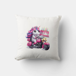 Unicorn Riding A Motorcycle Boys Women Kids Adults Cushion