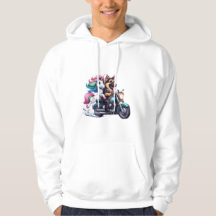 Unicorn Riding A Motorcycle Girls Women Kids Germa Hoodie