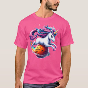 Unicorn Riding Basketball Boys Girls Adults T-Shirt
