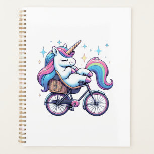 Unicorn Riding Bicycle Boys Girls Women Kids Teens Planner