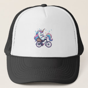 Unicorn Riding Bicycle Boys Girls Women Kids Teens Trucker Hat