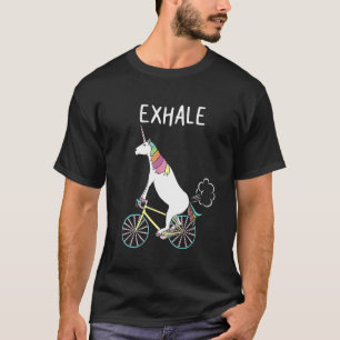 Unicorn Riding Bike Exhale  Rider Cycling Cyclist T-Shirt
