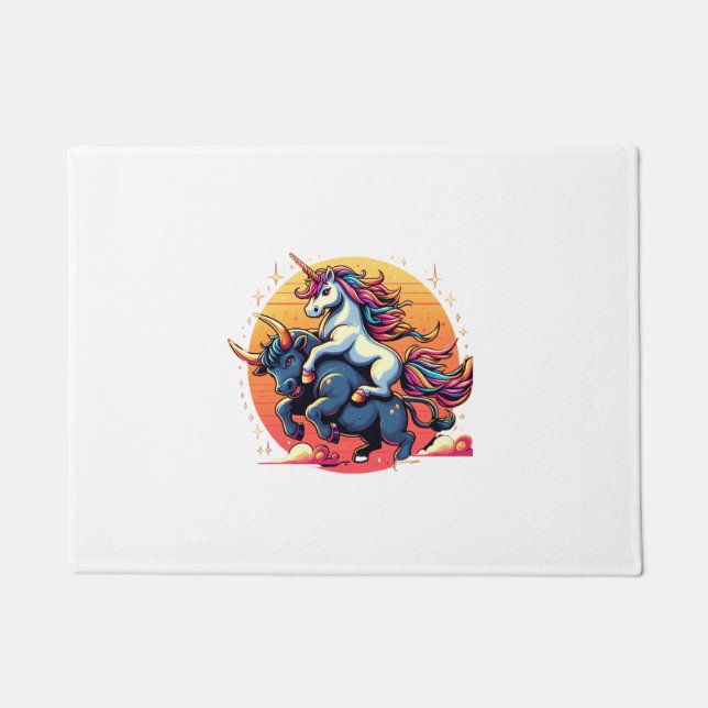 Unicorn Riding Bull Boys Girls Men Women Kids Rain Doormat (Front)