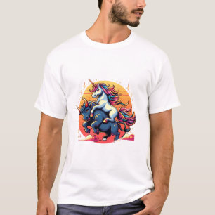 Unicorn Riding Bull Boys Girls Men Women Kids Rain T-Shirt