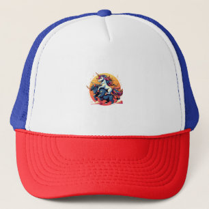 Unicorn Riding Bull Boys Girls Men Women Kids Rain Trucker Hat
