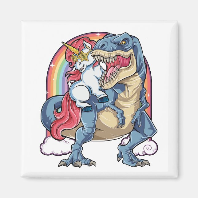 Unicorn Riding Dinosaur Magnet (Front)