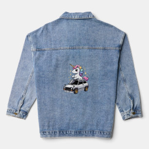 Unicorn Riding Motorcycle Girls Women Kids Yorkshi Denim Jacket