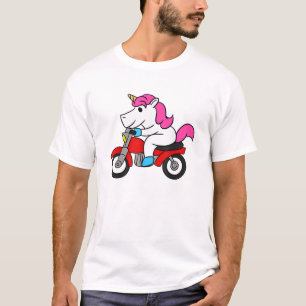 Unicorn Riding Motorcycle T-Shirt Funny Magical Un