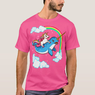 Unicorn Riding Narwhal Cute Magical T-Shirt